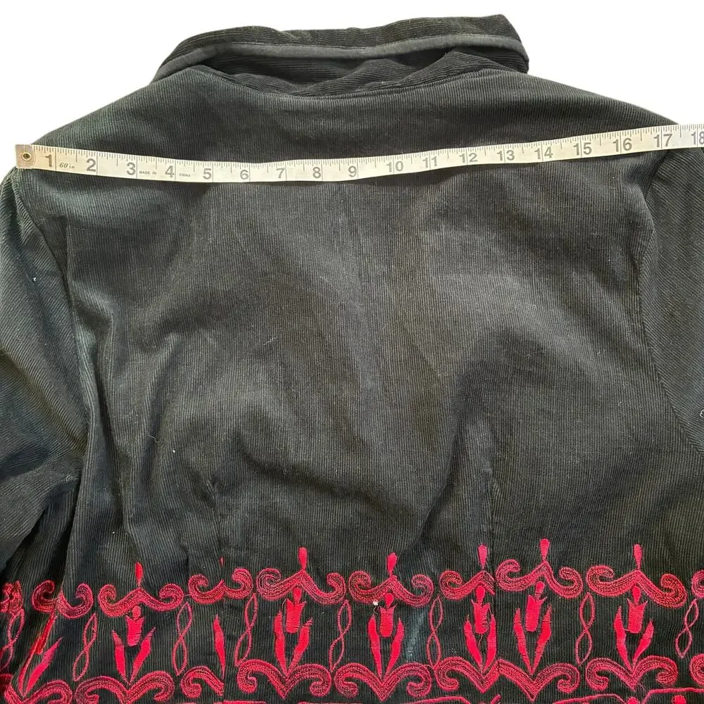 Nostalgia Red Embroidered Black Jacket Blazer By Designer Nostalgia Size L